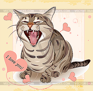 Cat in love - vector clip art