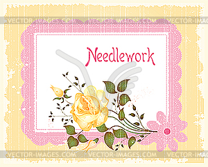 Vintage lacy frame and rose - vector clipart