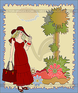 Walking lady - vector image