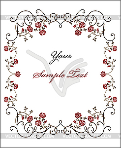 Retro frame with roses - color vector clipart