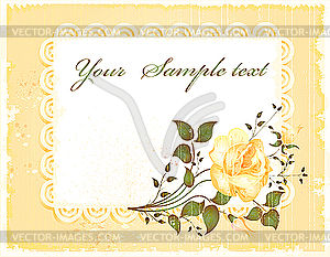 Old greeting card with rose - vector image