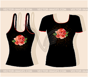 T-shirt design with roses - vector clipart