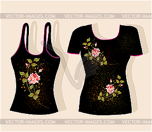 T-shirt design with roses - vector image