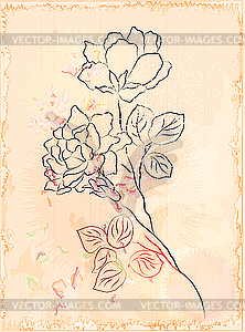 Vintage sketch of flowers - vector clipart