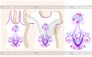 T-shirt design with flowers - vector image