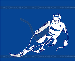 White silhouette of the skier - vector clipart