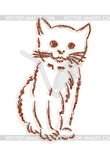 Hand drawn silhouette of the kitten - vector clip art