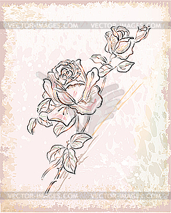 Vintage greeting card with roses - vector image