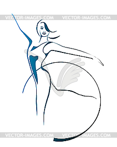 Sketch of girl with gymnastic hoop - vector clipart