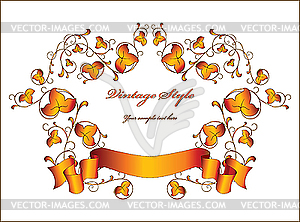 Floral vignette with ribbon - vector clipart / vector image