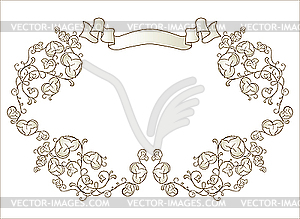 Vignette with ribbon - color vector clipart