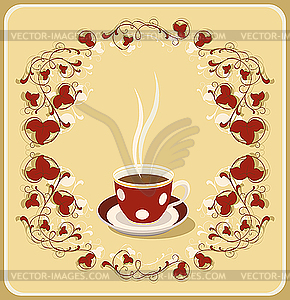 Card with cup of tea - vector clipart / vector image