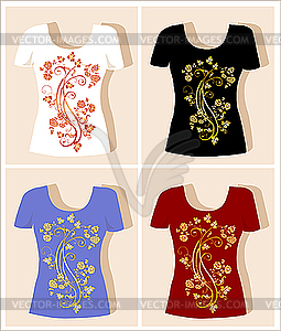 T-shirt design with floral ornament - vector clip art