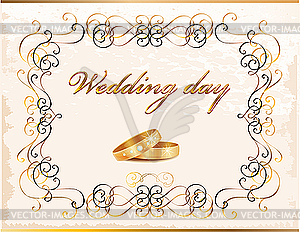 Винтажная свадебная открытка - изображение в векторном формате