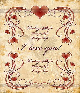 Vintage valentines day card - vector image