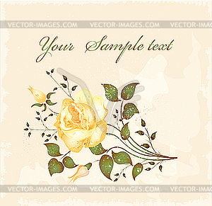 Старинная открытка с розой - векторный клипарт Royalty-Free