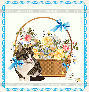 Vintage of the cat - vector image