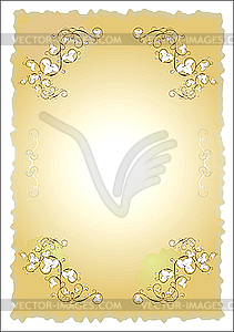 Old paper with floral design - vector image