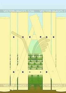 Fence with manhole  - vector image