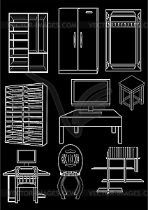 Furniture, contour  - vector clipart