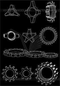 Gear wheel version, (contour)  - vector image