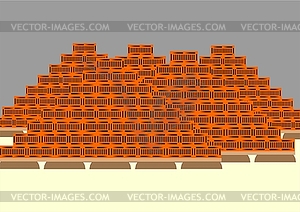 Pallets with brick  - vector clipart