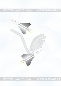 Planes in clouds. - vector clipart