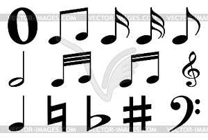 Musical symbols - notes and keys - vector clip art