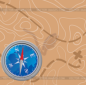 Map and compass - vector clipart