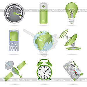 Различные зеленые иконки - изображение в векторе