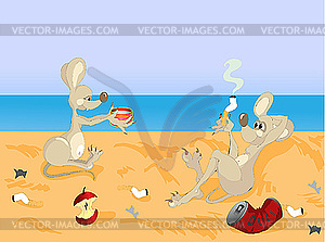 Mice beach party - vector image