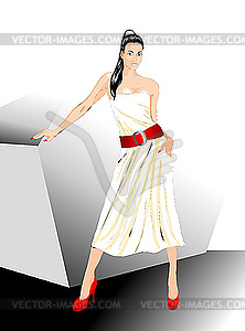 Girl in the white - royalty-free vector clipart