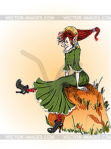 Cheerful witch - color vector clipart