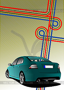 Blue-green car - vector clipart