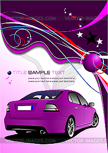 Purple design with car - vector clipart