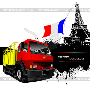 Paris, France flag and red-yellow - vector image