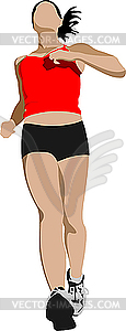 Running woman - color vector clipart