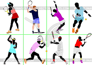 Tennis players - color vector clipart