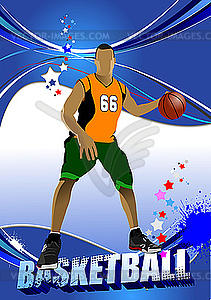 Poster with basketball player - vector clip art