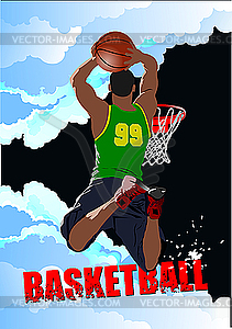 Poster with basketball player - vector clipart