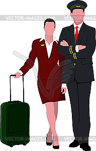 Pilot and stewardess - vector clip art