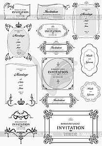 Set of ornate frames - white & black vector clipart