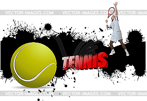Grunge tennis poster - color vector clipart