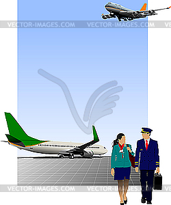 In airport - vector image