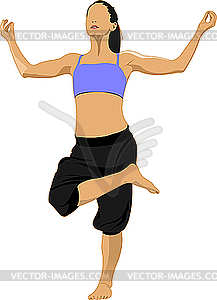 Woman practicing Yoga excercise - vector clip art