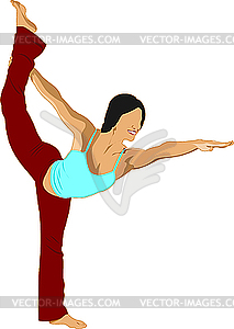 Woman practicing Yoga exercises - vector clipart