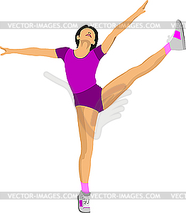 Woman practicing Yoga exercises - color vector clipart