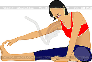 Woman practicing Yoga exercises - vector clip art