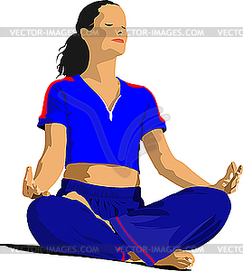 Woman practicing Yoga exercises - vector image