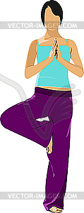 Woman practicing Yoga exercises - vector clipart